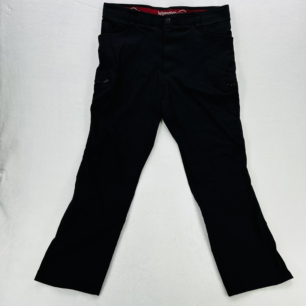 Wrangler Outdoor Cargo Pants Mens 38x30 Black Nylon Straight Leg Hiking Utility